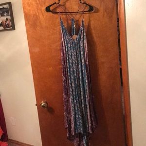 Spaghetti strap boho dress, high low